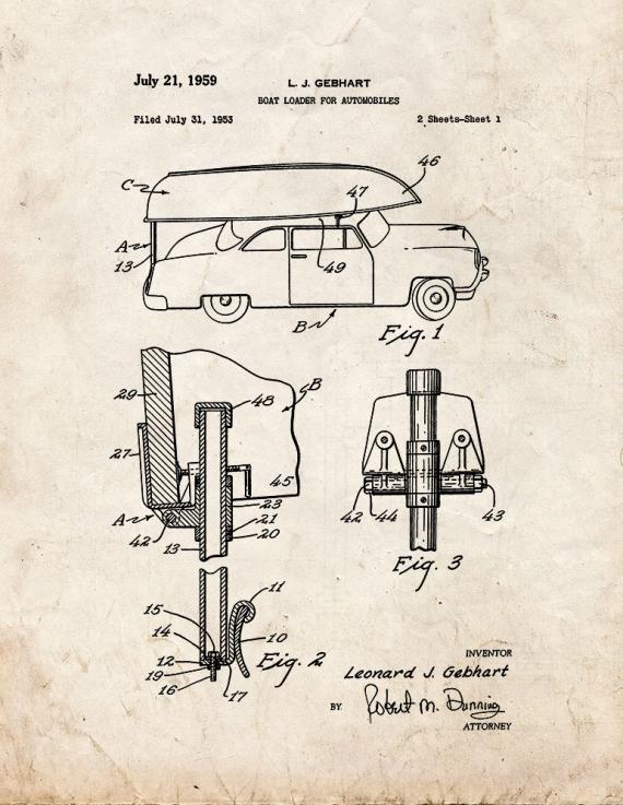 Boat Loader for Automobiles Patent Print