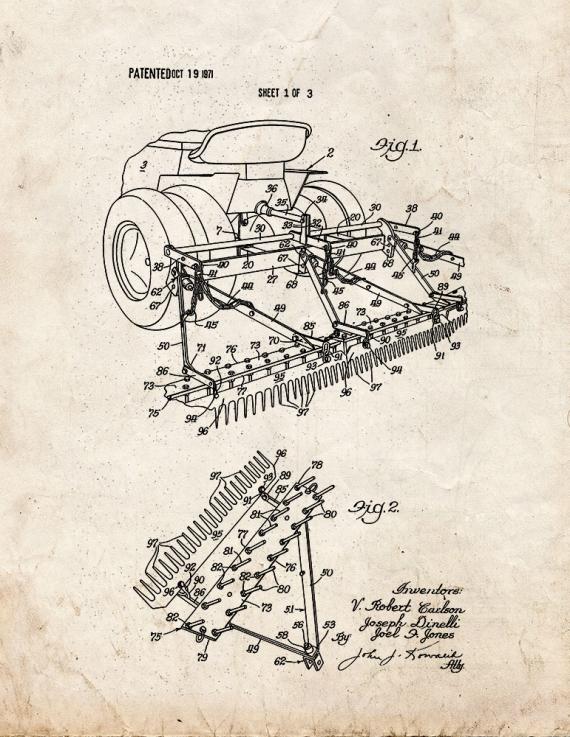 Sand Trap Rake For Golf Courses Patent Print