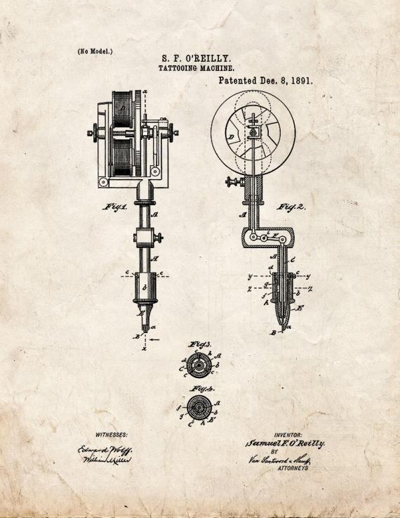 Tattooing Machine Patent Print