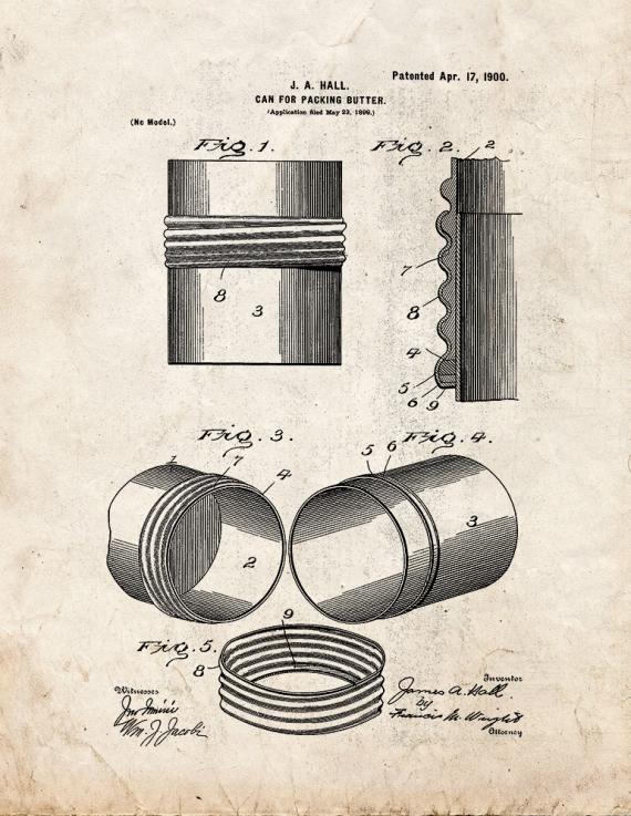 Can for Packing Butter Patent Print