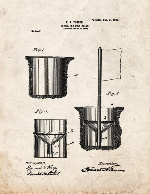 Device For Golf Holes Patent Print