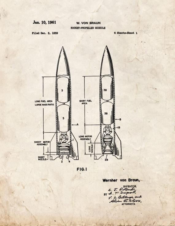Rocket-propelled Missile Patent Print