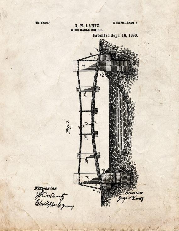 Wire Cable Bridge Patent Print