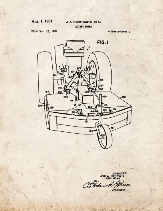 Rotary Mower Patent Print