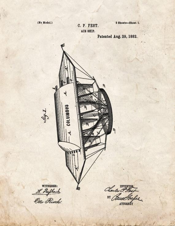 Air Ship Patent Print