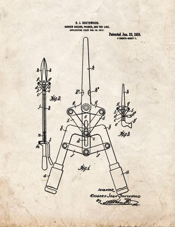 Garden Pruner Patent Print