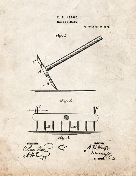 Garden Rake Patent Print
