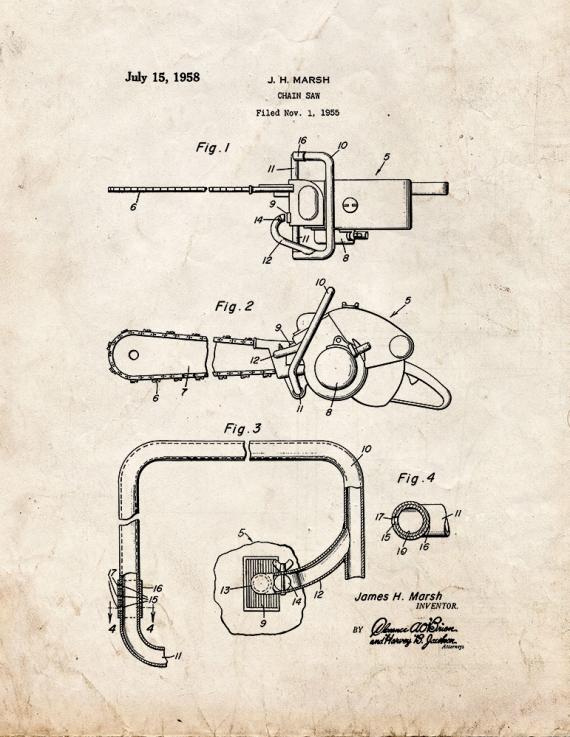 Chain Saw Patent Print