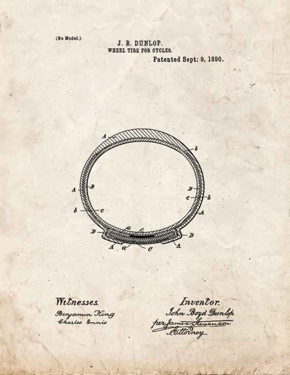 Wheel Tire For Cycles Patent Print
