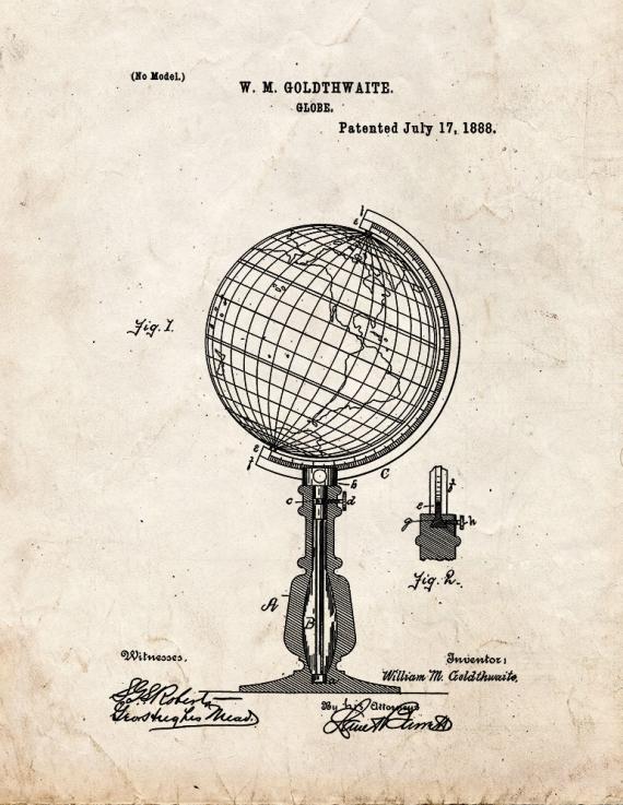 Globe Patent Print