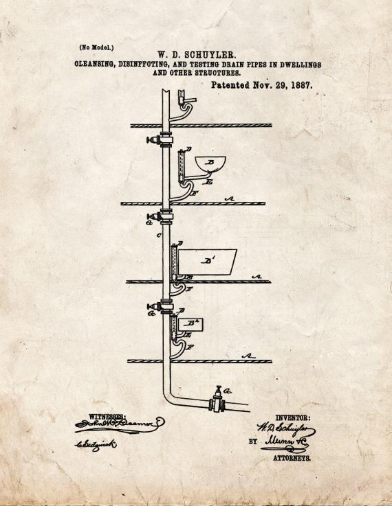 Cleansing, Disinfecting And Testing Drain-Pipes In Dwellings And Other Structures Patent Print