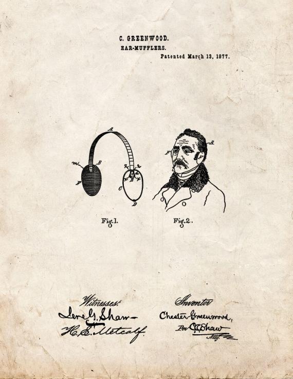 Ear Mufflers Patent Print