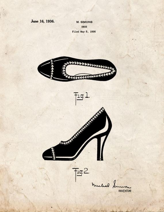 High Heal Shoe Patent Print