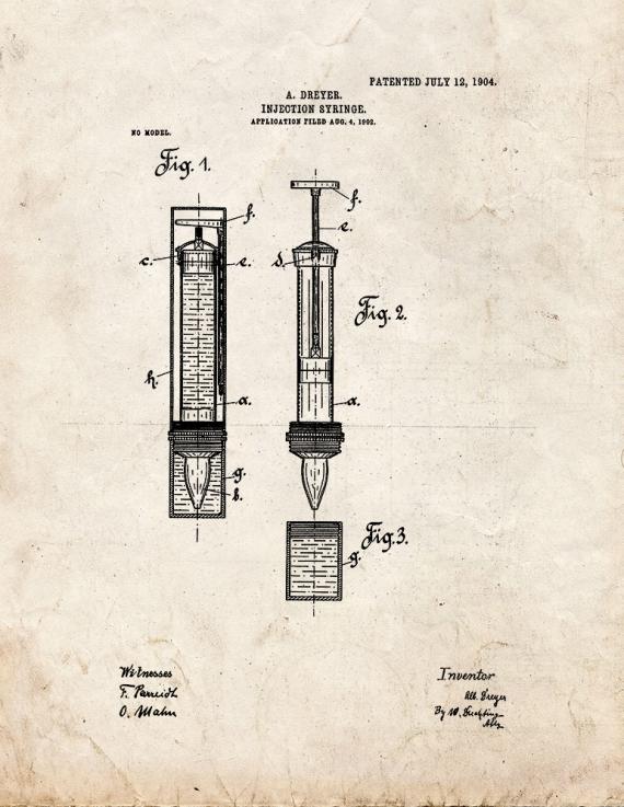 Injection Syringe Patent Print