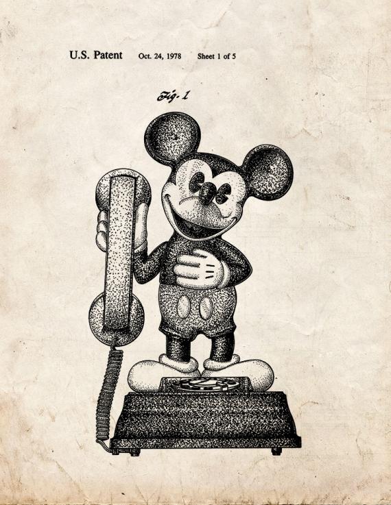 Mickey Mouse Telephone Patent Print