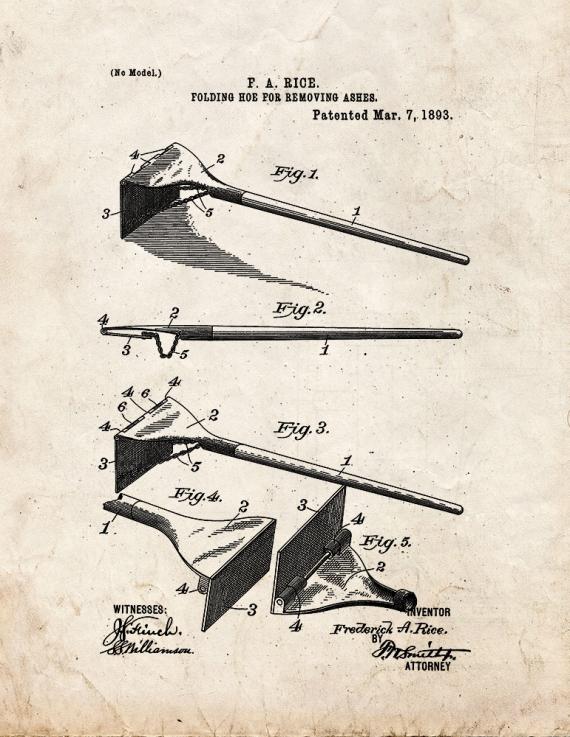 Folding Hoe For Removing Ashes Patent Print