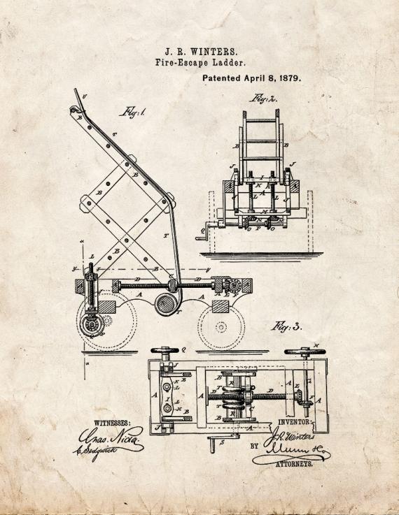 Fire-Escape Ladders Patent Print