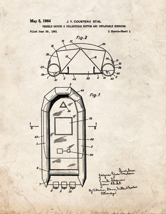 Vessels Having A Collapsible Bottom And Inflatable Surround Patent Print