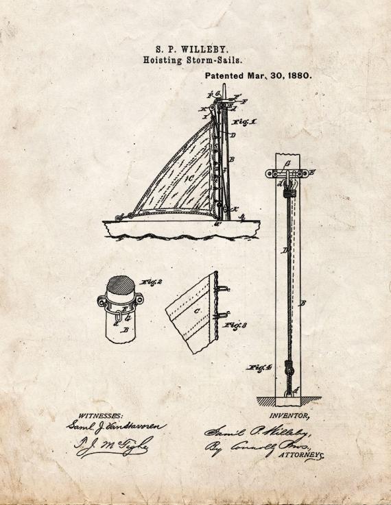 Hoisting Storm-Sails Patent Print