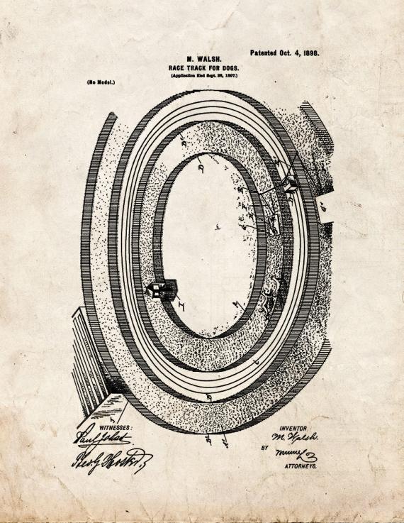 Race Track For Dogs Patent Print