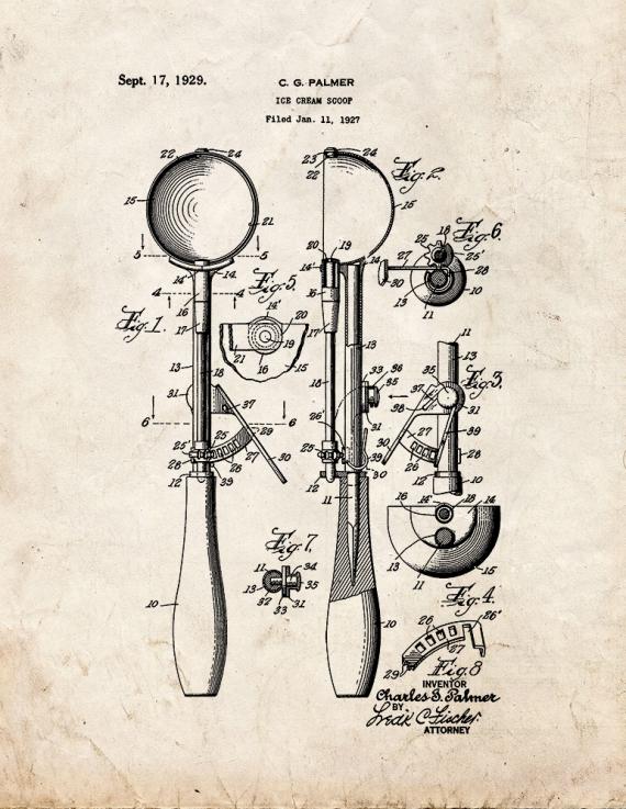 Ice Cream Scoop Patent Print