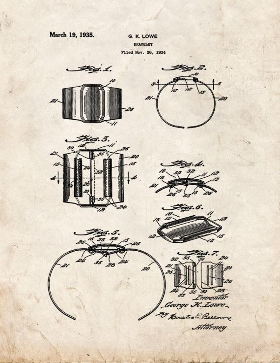 Bracelet Patent Print