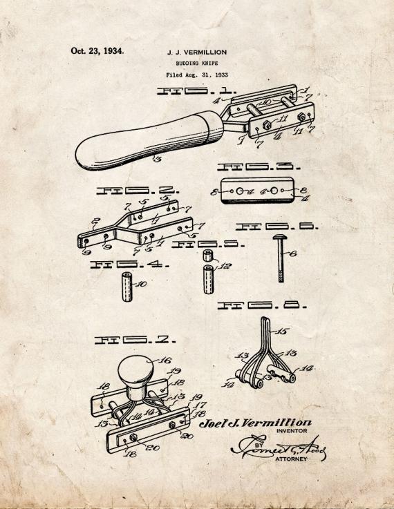 Budding Knife Patent Print