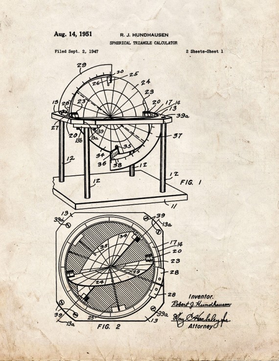 Spherical Triangle Calculator Patent Print