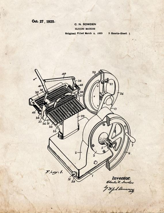 Food Slicing Machine Patent Print