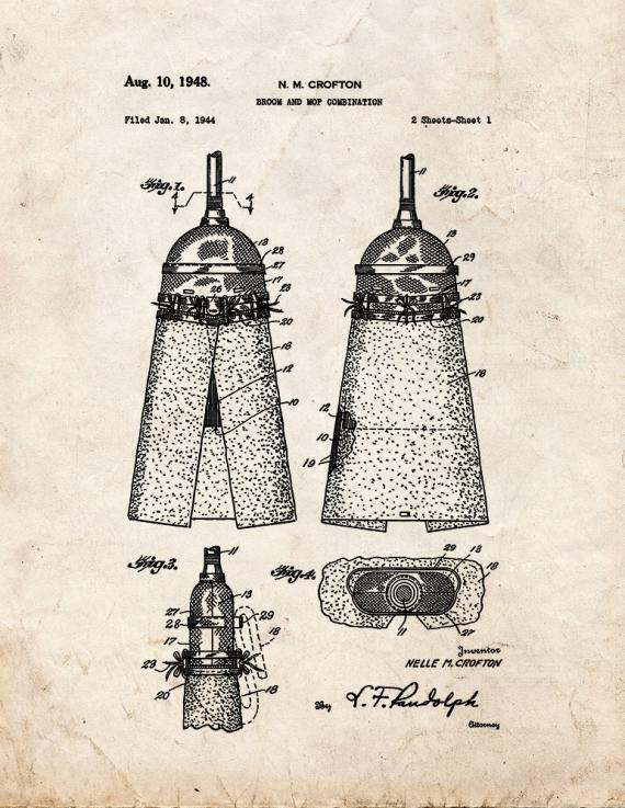 Broom and Mop Combination Patent Print