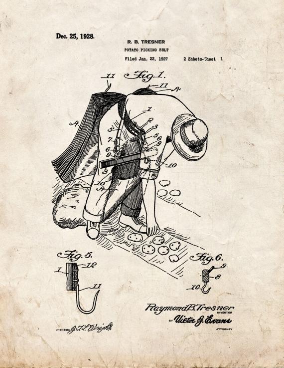 Potato-picking Belt Patent Print