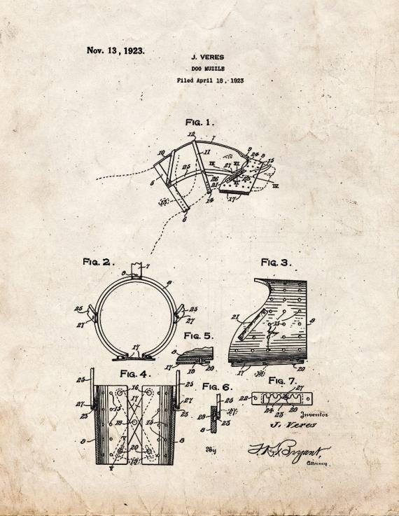 Dog Muzzle Patent Print