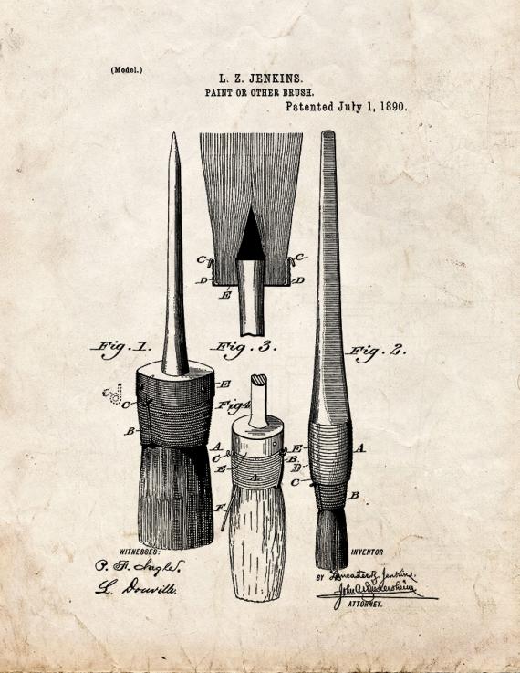 Paint Brush Patent Print
