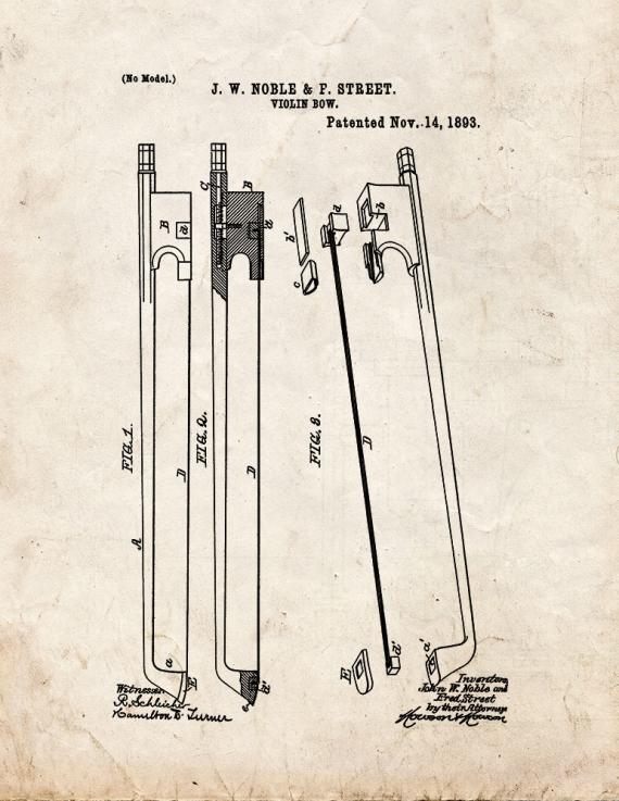 Violin Bow Patent Print