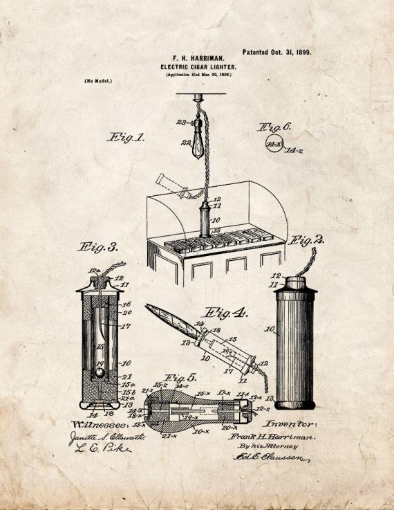 Electric Cigar-lighter Patent Print