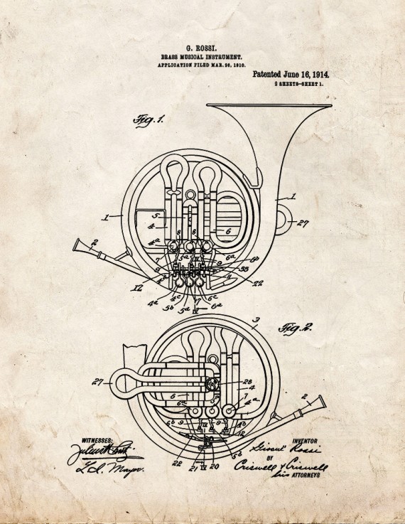 Brass Musical Instrument Patent Print