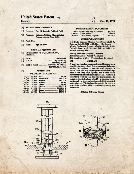 Playground Turntable Patent Print
