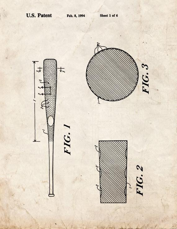 Reduced Aerodynamic Drag Baseball Bat Patent Print