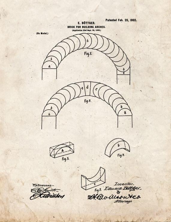 Brick for Building Arches Patent Print