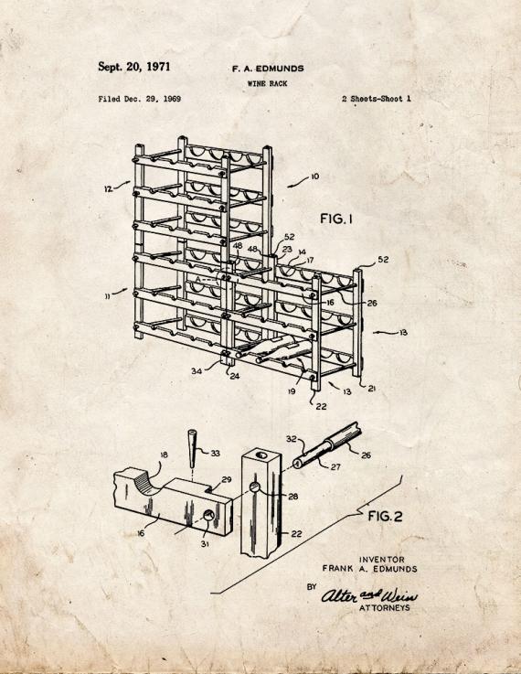 Wine Rack Patent Print