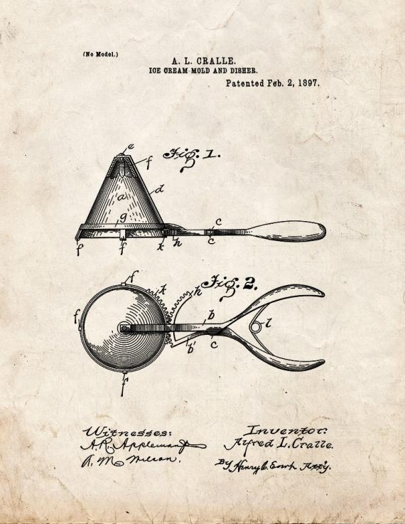 Ice Cream Scooper Patent Print