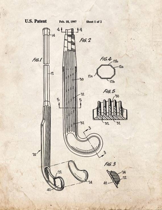 Lightweight Field Hockey Stick Patent Print