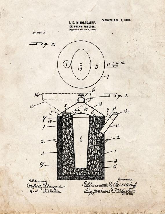 Ice Cream Freezer Patent Print