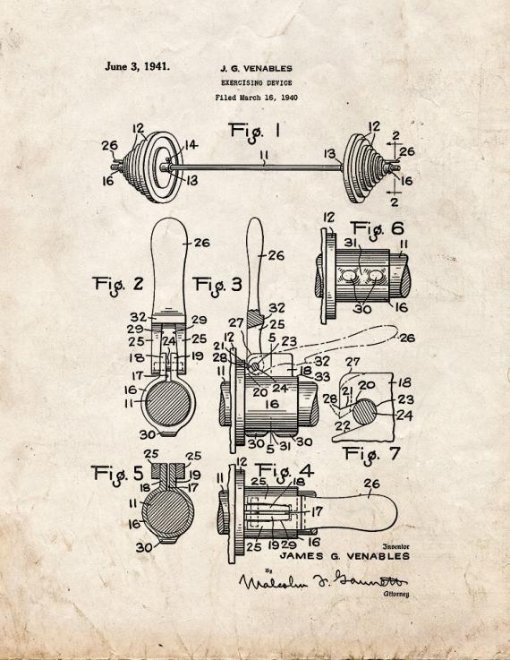 Exercising Device Patent Print