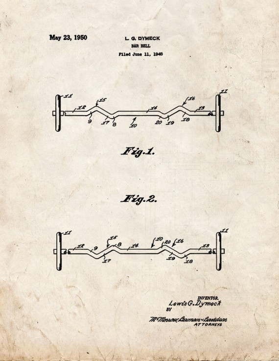 Bar Bell Patent Print