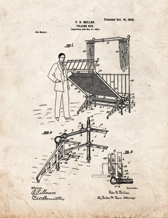 Folding Bed Patent Print