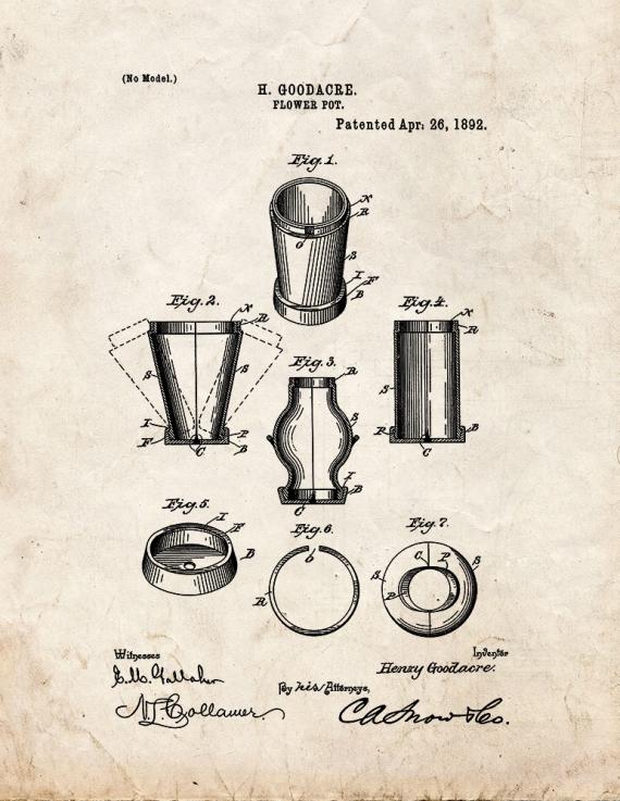 Flower Pot Patent Print
