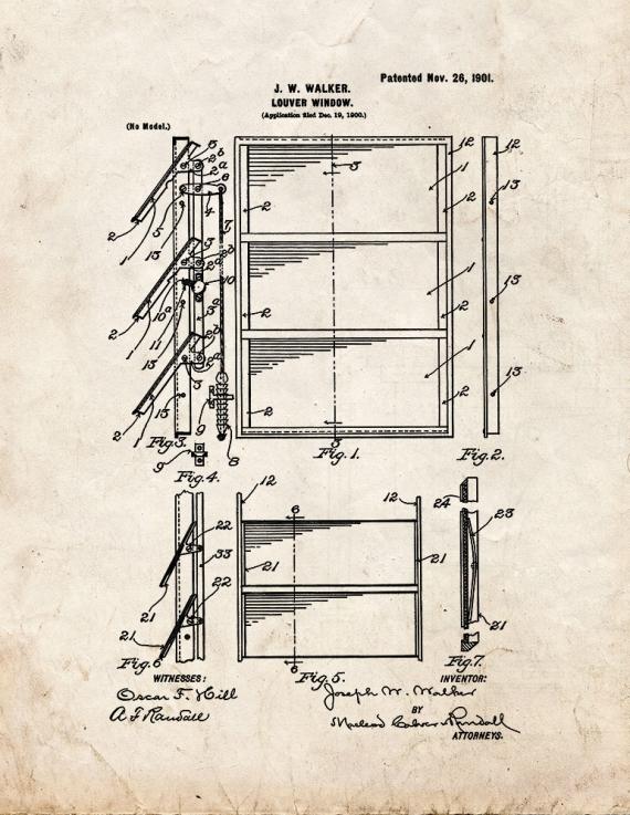 Louver Window Patent Print