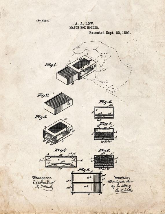 Match Box Holder Patent Print
