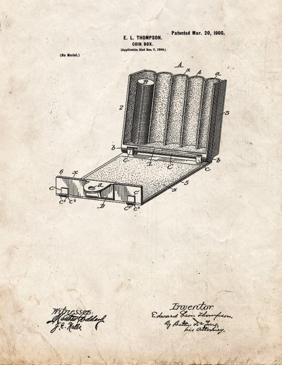 Coin Box Patent Print